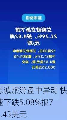 忠诚旅游盘中异动 快速下跌5.08%报70.43美元