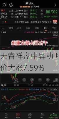 天睿祥盘中异动 股价大涨7.59%