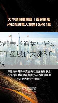 金融壹账通盘中异动 下午盘股价大涨5.00%