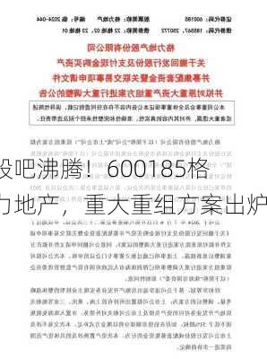 股吧沸腾！600185格力地产，重大重组方案出炉