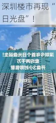 深圳楼市再现“日光盘”！