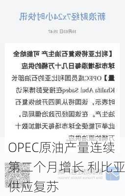 OPEC原油产量连续第二个月增长 利比亚供应复苏