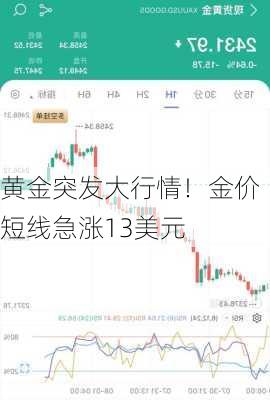 黄金突发大行情！金价短线急涨13美元