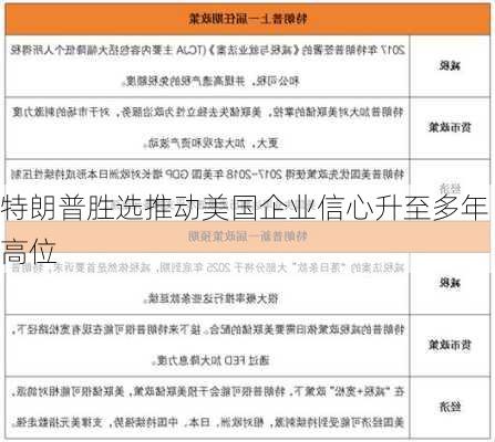 特朗普胜选推动美国企业信心升至多年高位