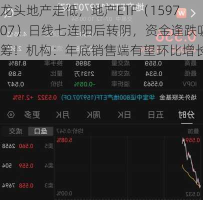 龙头地产走低，地产ETF（159707）日线七连阳后转阴，资金逢跌吸筹！机构：年底销售端有望环比增长