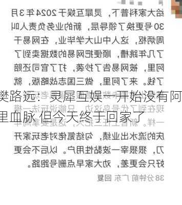 樊路远：灵犀互娱一开始没有阿里血脉 但今天终于回家了