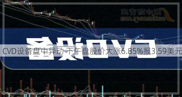 CVD设备盘中异动 下午盘股价大涨6.85%报3.59美元