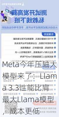 Meta今年压轴大模型来了：Llama 3.3性能比肩最大Llama模型，成本更低