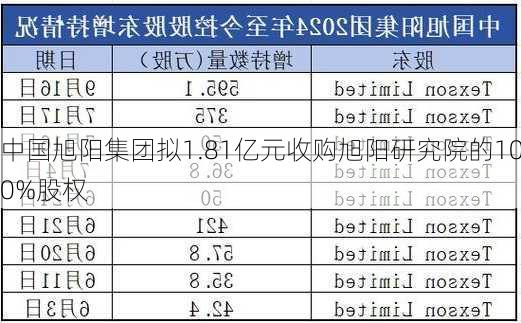 中国旭阳集团拟1.81亿元收购旭阳研究院的100%股权