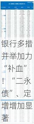 银行多措并举加力“补血”！“二永债”、定增增加显著