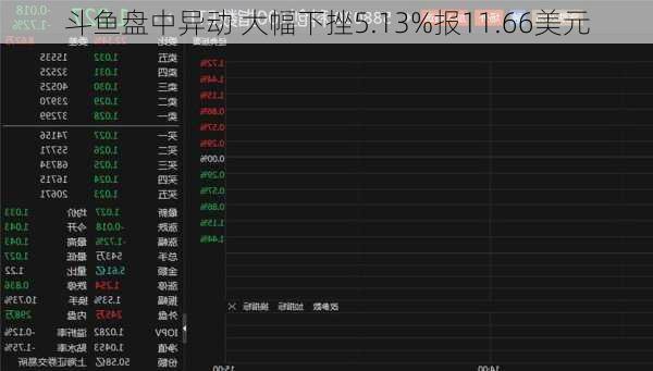 斗鱼盘中异动 大幅下挫5.13%报11.66美元