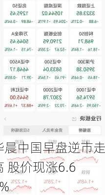 华晨中国早盘逆市走高 股价现涨6.60%