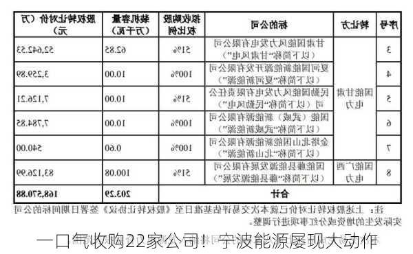 一口气收购22家公司！宁波能源屡现大动作