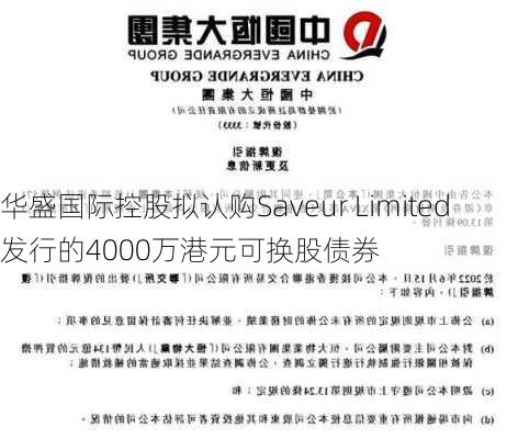 华盛国际控股拟认购Saveur Limited发行的4000万港元可换股债券